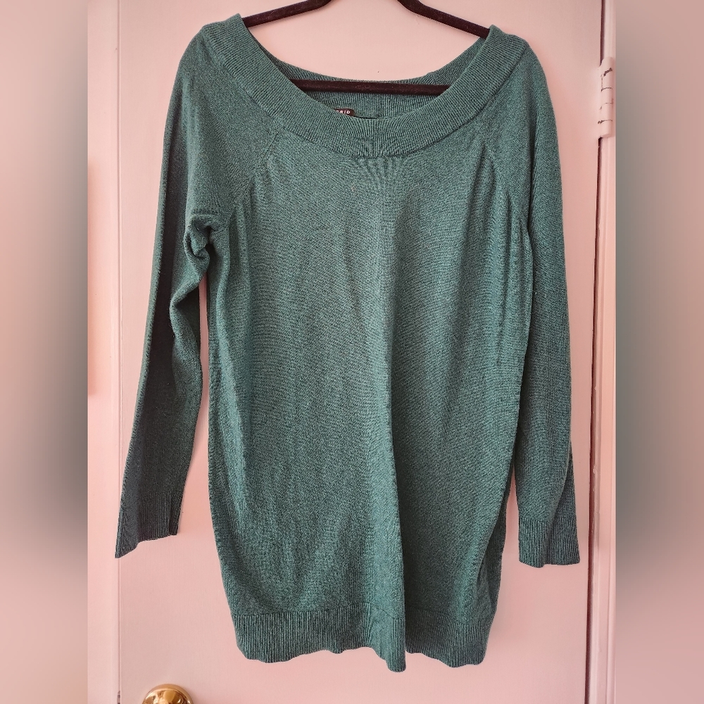 Teal green Torrid wide neck sweater